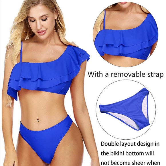 One Shoulder Ruffle Bikini Set - Picture 7 of 7